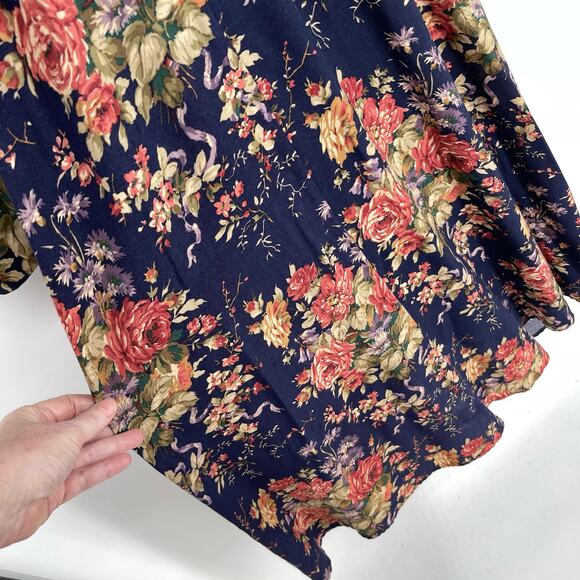 Jessica Howard VINTAGE Lace Inset Floral Midi Dress Sz 10 Navy Pink Purple Green - Picture 4 of 12